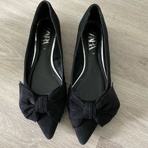 Zara faux suede flats with bow